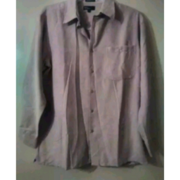 Marc Edwards Size Large Tan Suede Look Button Front Shirt. - Picture 1 of 5